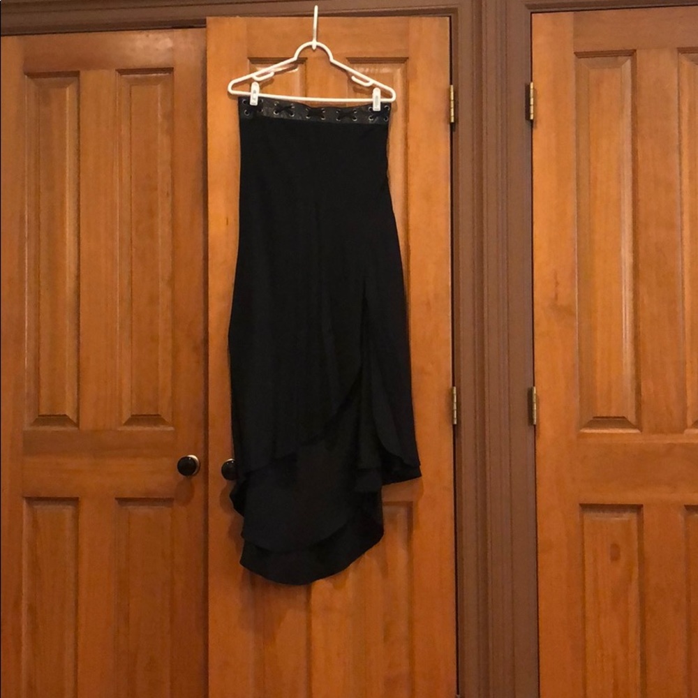 Black high low haute hippie skirt